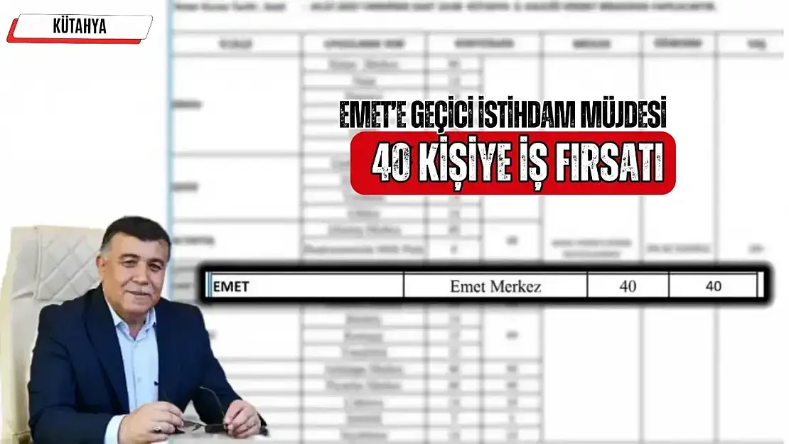 Emet'e Geçici İstihdam Müjdesi: 40 Kişiye İş Fırsatı
