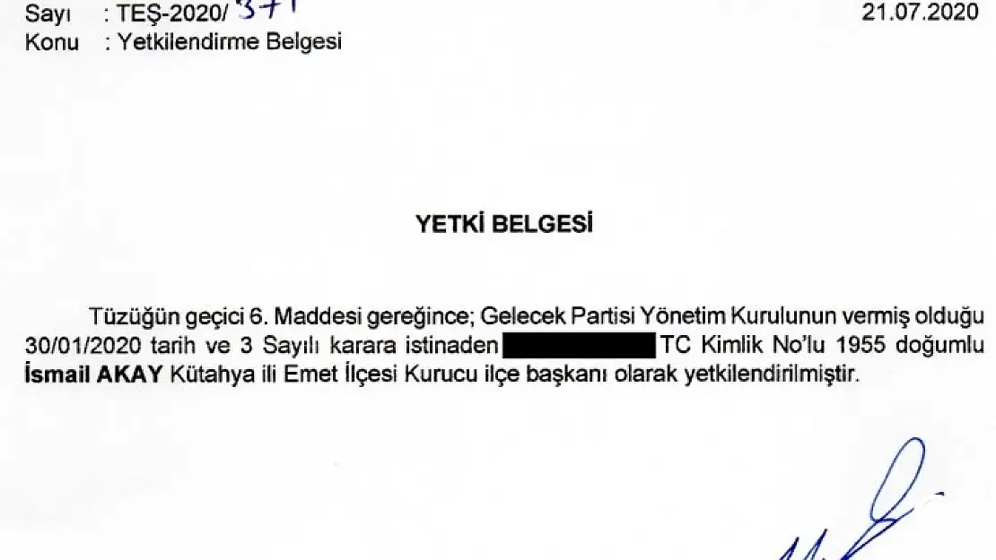 Gelecek Partisi Emet İlçe Teşkilatı Kuruldu