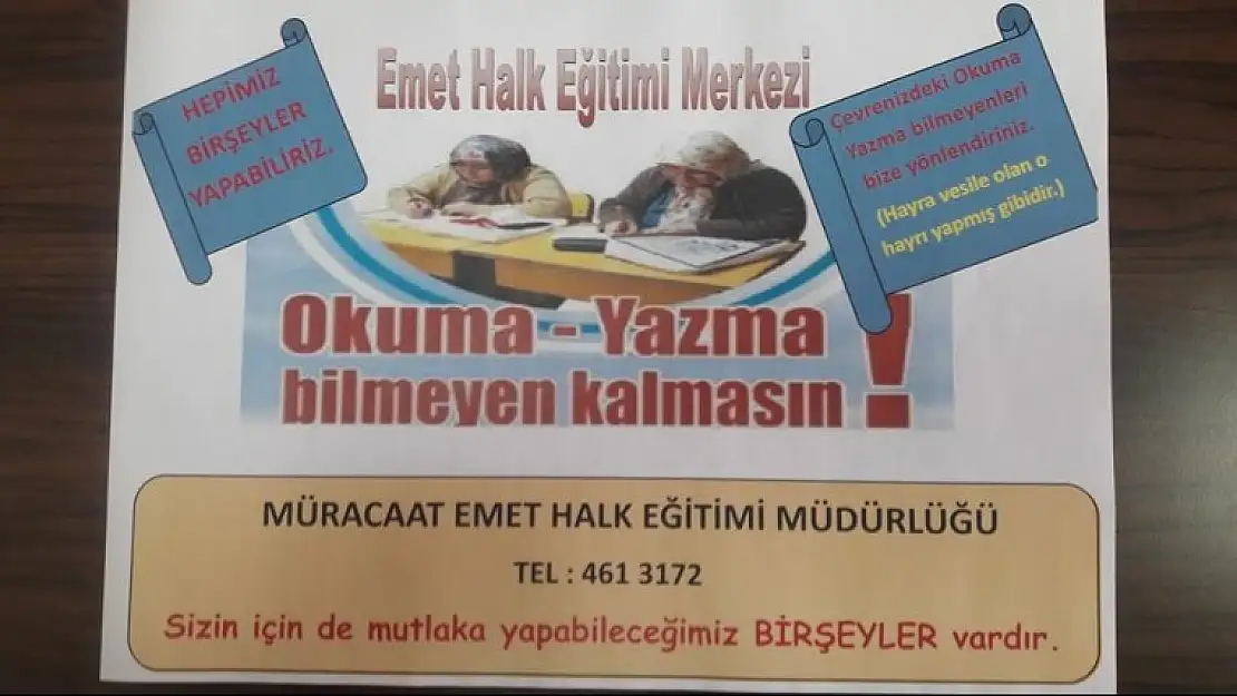 EMET HALK EĞİTİMDEN OKUMA YAZMA KURSU