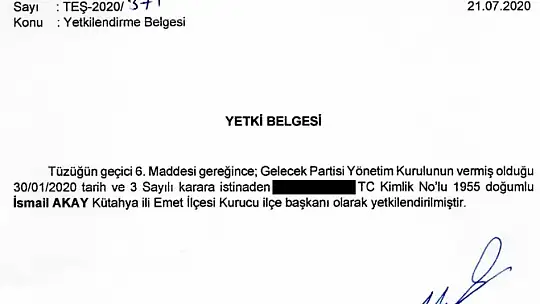 Gelecek Partisi Emet İlçe Teşkilatı Kuruldu