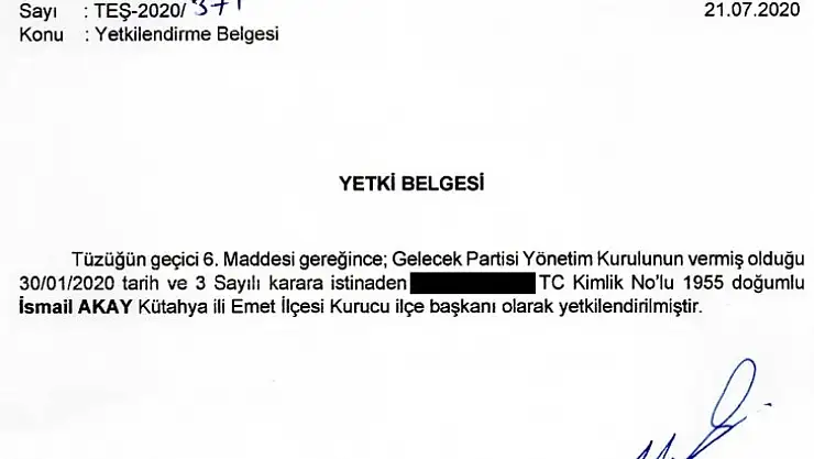 Gelecek Partisi Emet İlçe Teşkilatı Kuruldu
