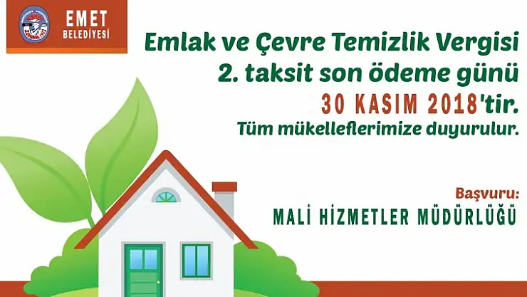 EMLAK VERGİLERİNDE 30 KASIM SON GÜN