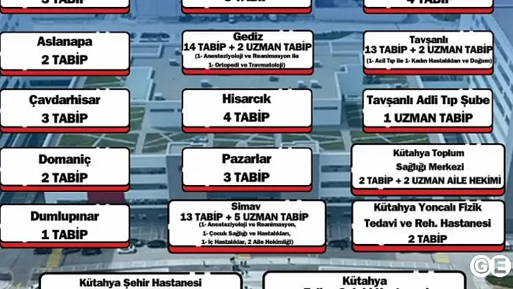 Kütahya ve ilçelerine 109 doktor atandı